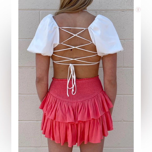 Rock N Rags Sunshine Daydream Skirt in Coral | Tiered Preppy Skirt | NWOT Sz: S - Picture 7 of 16